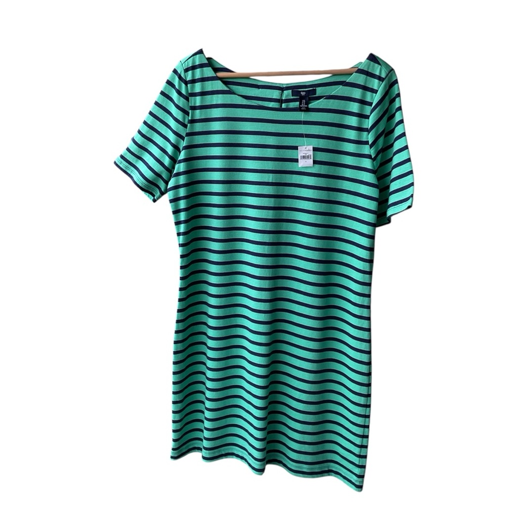 Gap Dress Blue Green Stripes Preppy Business Casual Academia Party consign Large